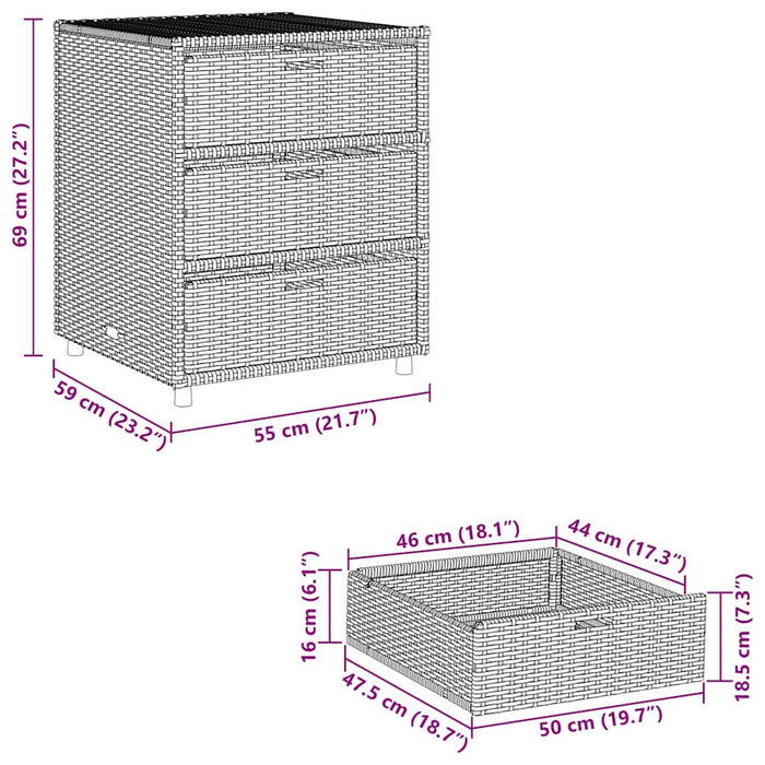 Putekasse grå 55x59x69 cm polyrotting