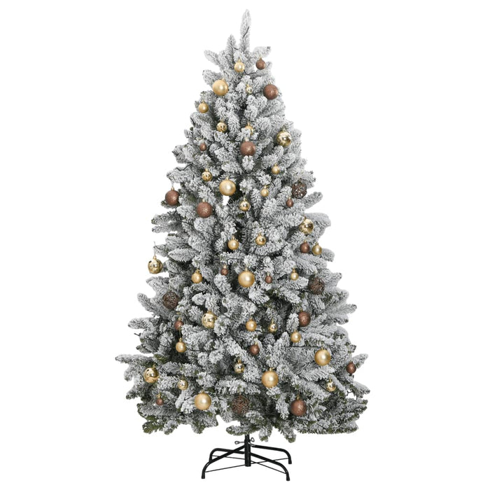 Kunstig hengslet juletre med 300 LED og kulesett 240 cm