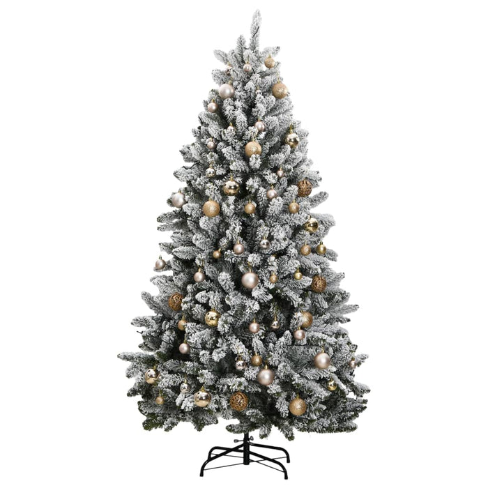 Kunstig hengslet juletre med 300 LED og kulesett 240 cm