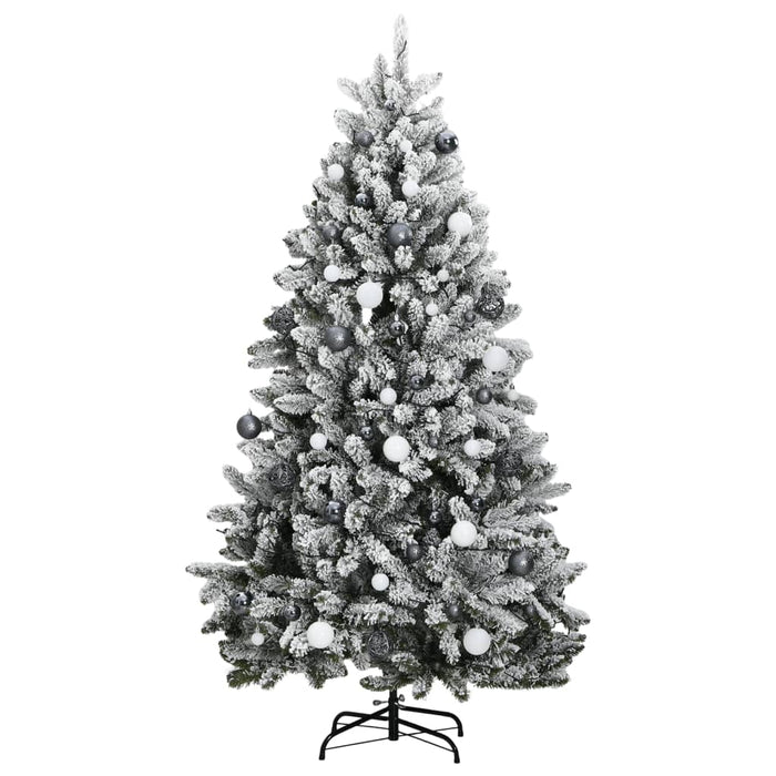 Kunstig hengslet juletre med 300 LED og kulesett 240 cm