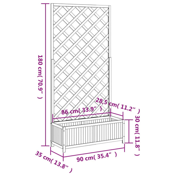 Plantekasse med espalier svart heltre gran