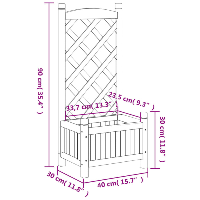 Plantekasse med espalier svart heltre gran