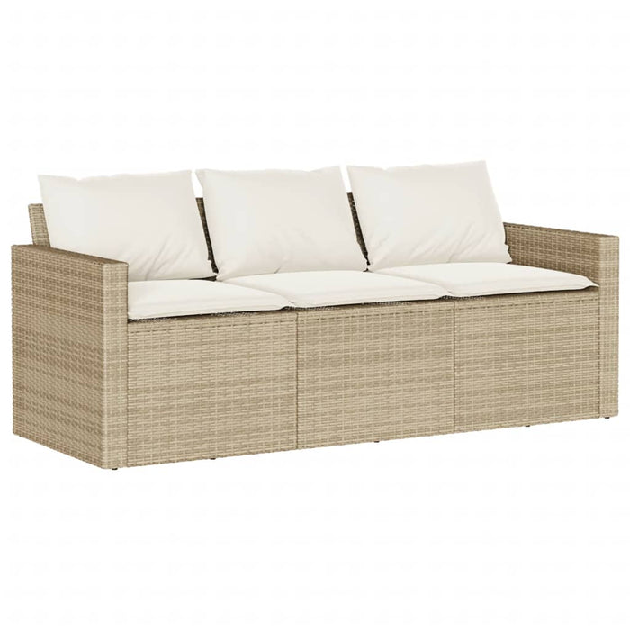 Hagesofa med puter 3-seters beige polyrotting