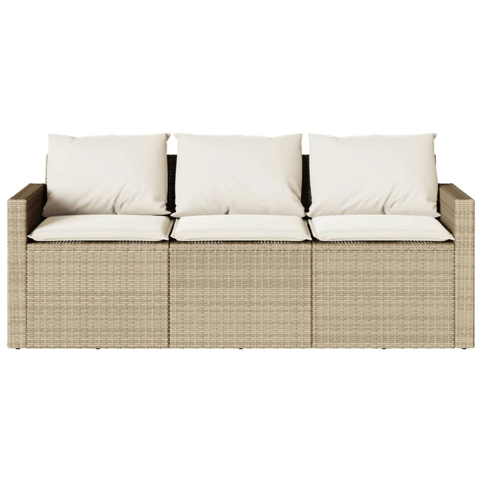 Hagesofa med puter 3-seters beige polyrotting