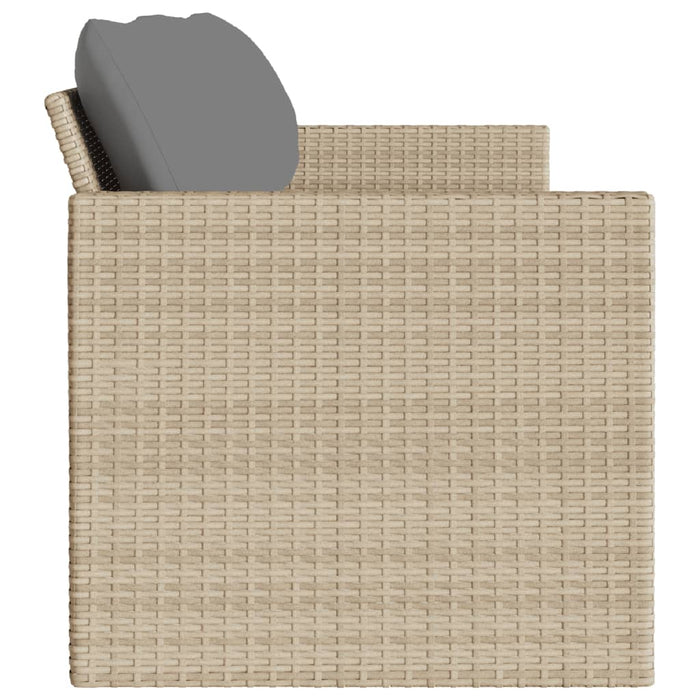 Hagesofa med puter 3-seters beige polyrotting