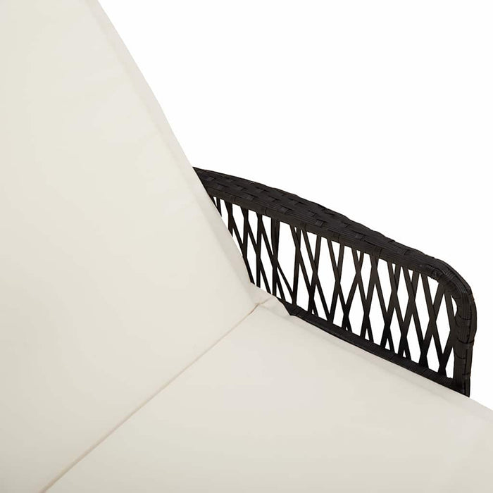 Solsengsett Sett med 3 Svart og kremhvitt PE rotting, metall