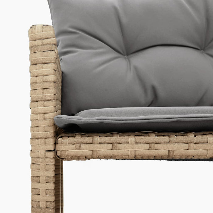 Hagesofa med bord og puter L-formet blandet beige polyrotting