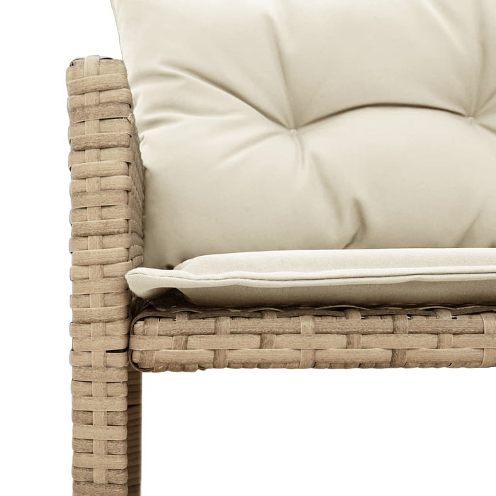 Hagesofa med bord og puter L-formet beige polyrotting