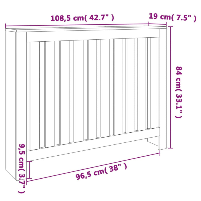 Radiatordeksel voksbrun 108,5x19x84 cm heltre furu
