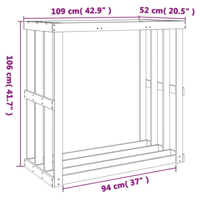 Utendørs vedstativ voksbrun 109x52x106 cm heltre furu