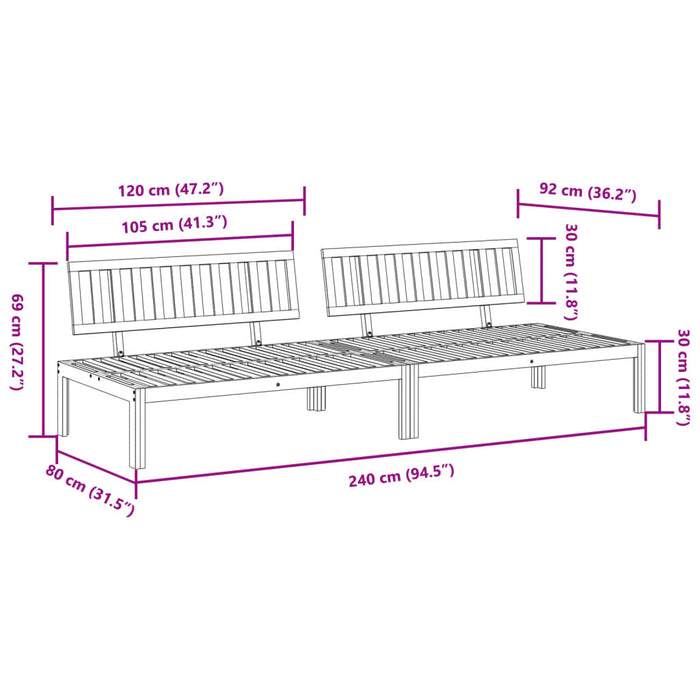 Hagesofa paller 2 stk heltre akasie