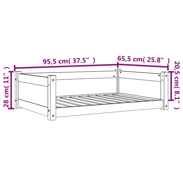 Hundeseng voksbrun 95,5x65,5x28 cm heltre furu