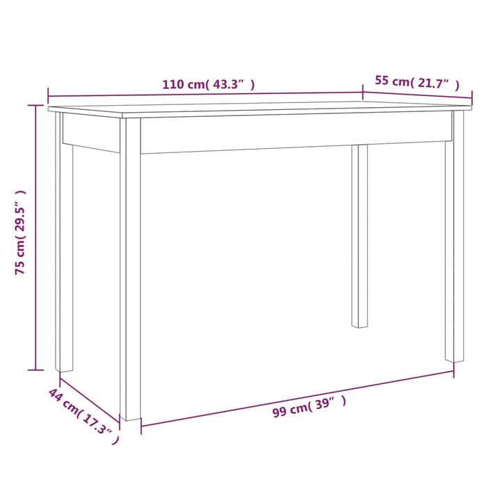 Spisebord voksbrun 110x55x75 cm heltre furu