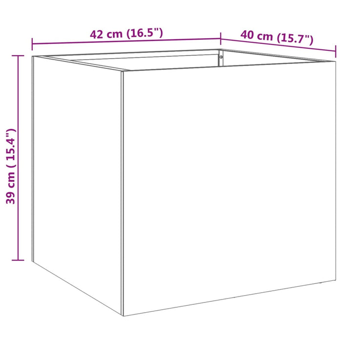 Plantekasse sølv 42x40x39 cm rustfritt stål