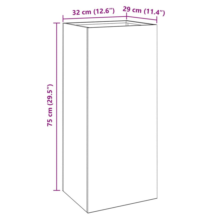 Plantekasse sølv 32x29x75 cm galvanisert stål