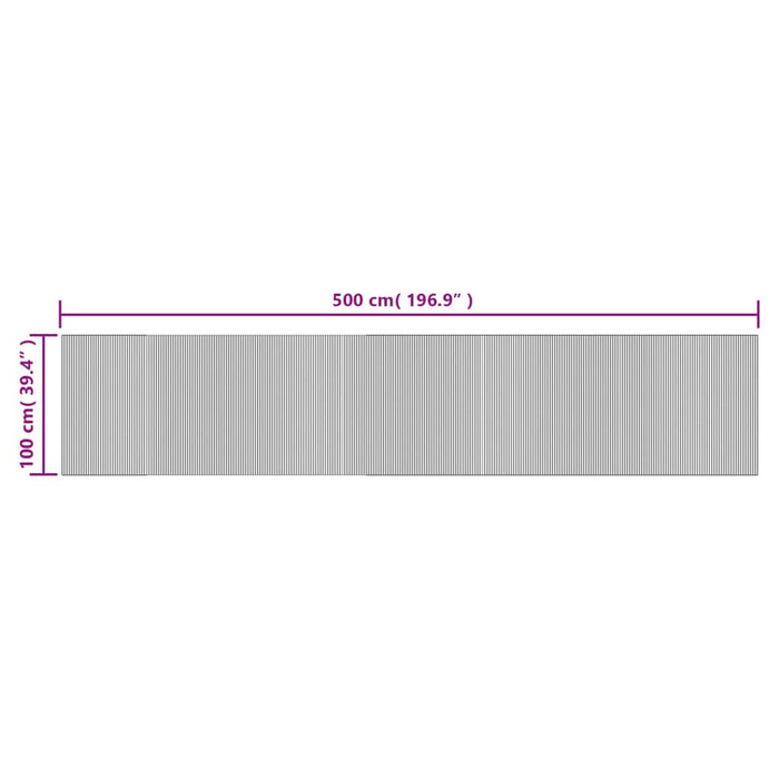 Teppe rektangulær grå 100x500 cm bambus