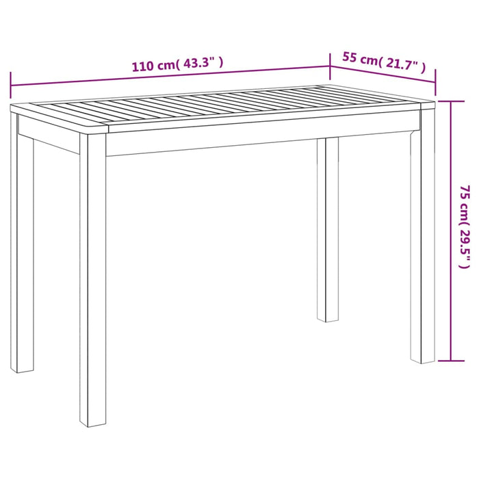 Utendørs spisebord 110x55x75 cm heltre akasie