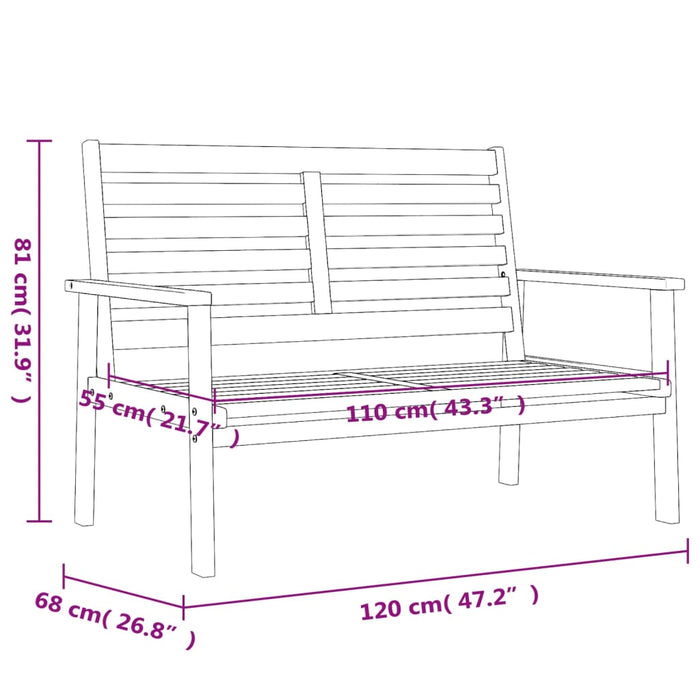 Hagebenk 120 cm heltre akasie