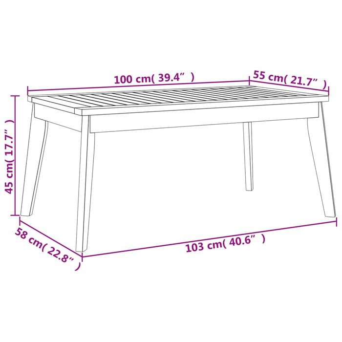 Utendørs spisebord 100x55x45 cm heltre akasie