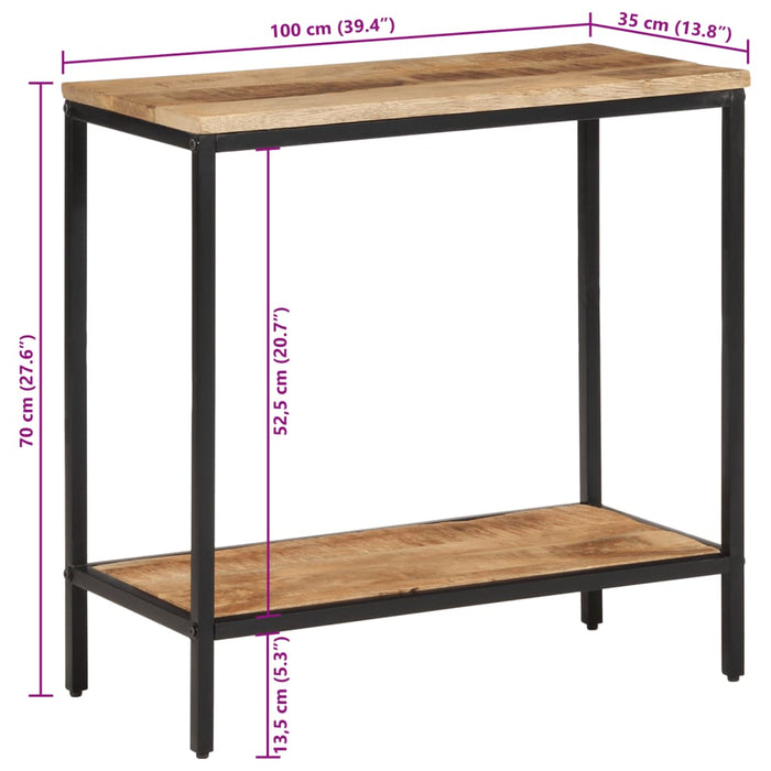 Konsollbord 100x35x70 cm grovt heltre mangotre