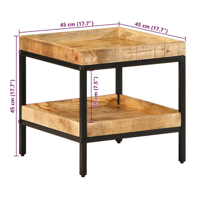 Sidetabell med hylle Brun 45 x 45 x 45 cm heltre mango