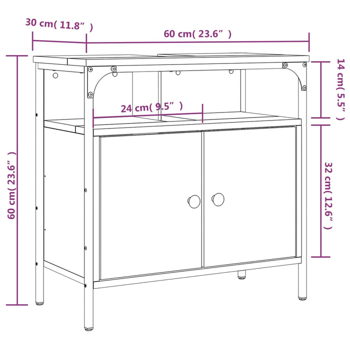 Servantskap sonoma eik 60x30x60 cm konstruert tre