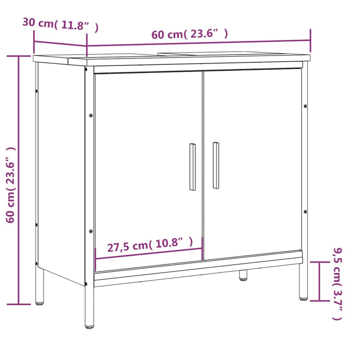 Servantskap svart 60x30x60 cm konstruert tre