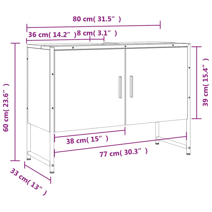 Servantskap svart 80x33x60 cm konstruert tre