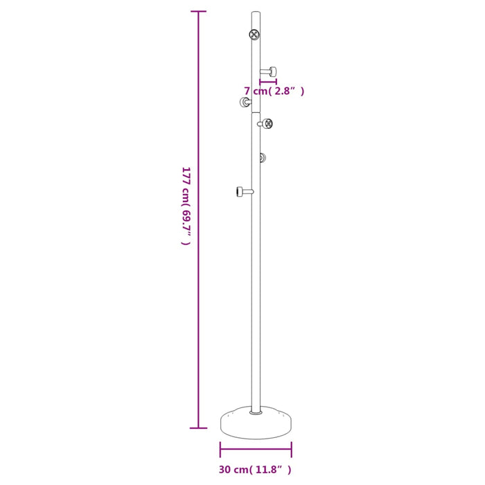 Stumtjener hvit 177 cm pulverlakkert jern