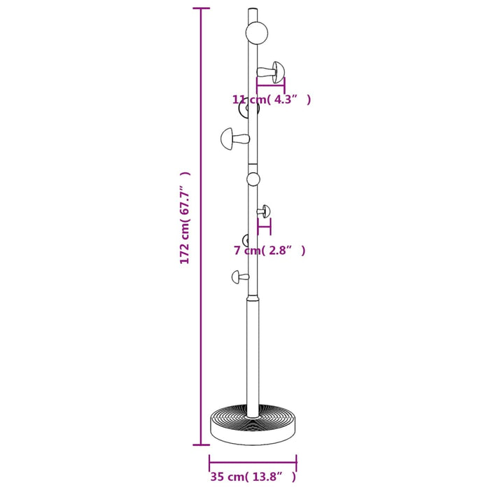 Stumtjener rosa 172 cm pulverlakkert jern