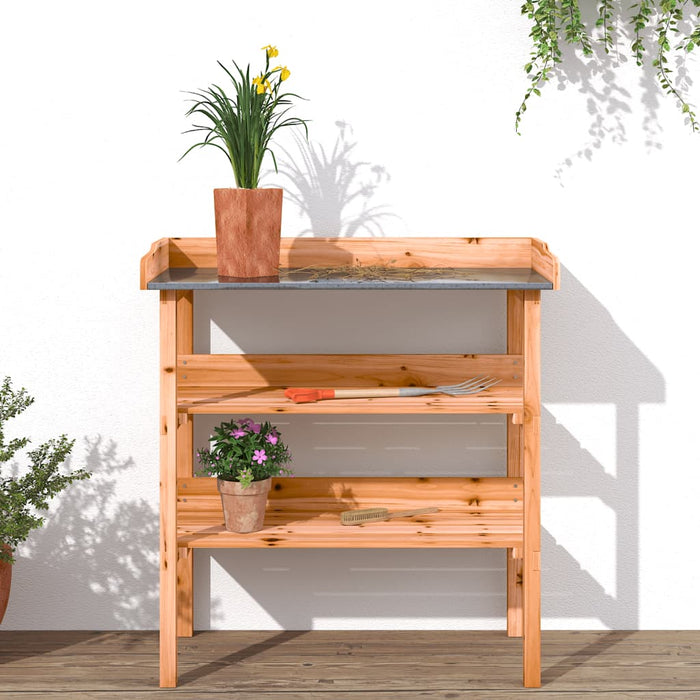 Plantebord med hyller brun 78x38x82,5 cm heltre gran