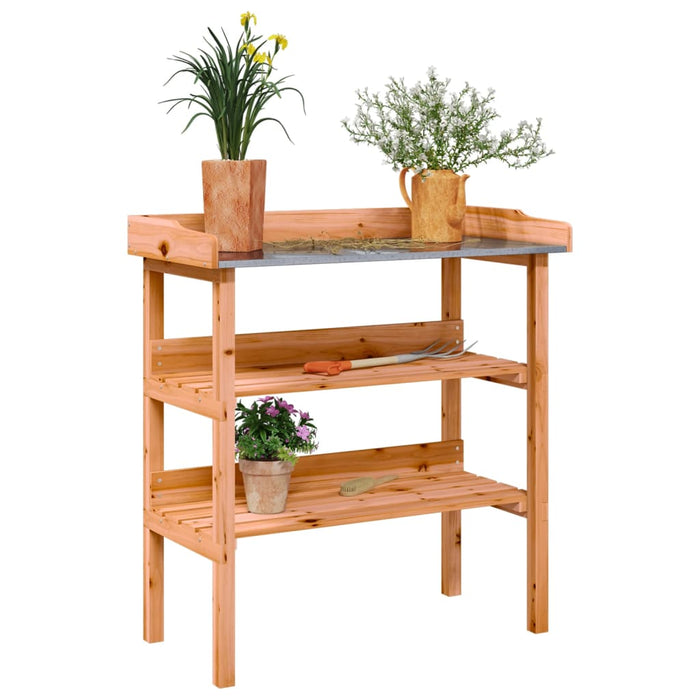 Plantebord med hyller brun 78x38x82,5 cm heltre gran
