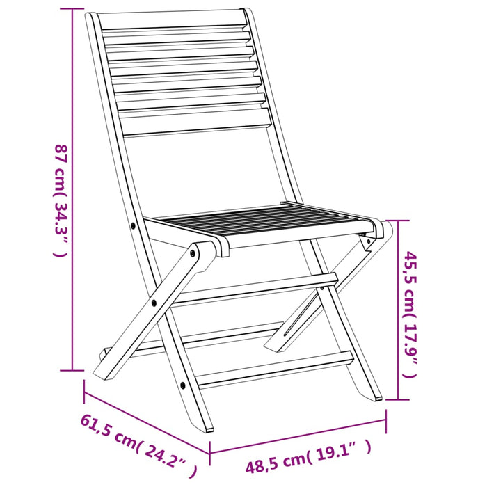 Sammenleggbare hagestoler 6 stk 48,5x61,5x87 cm heltre akasie