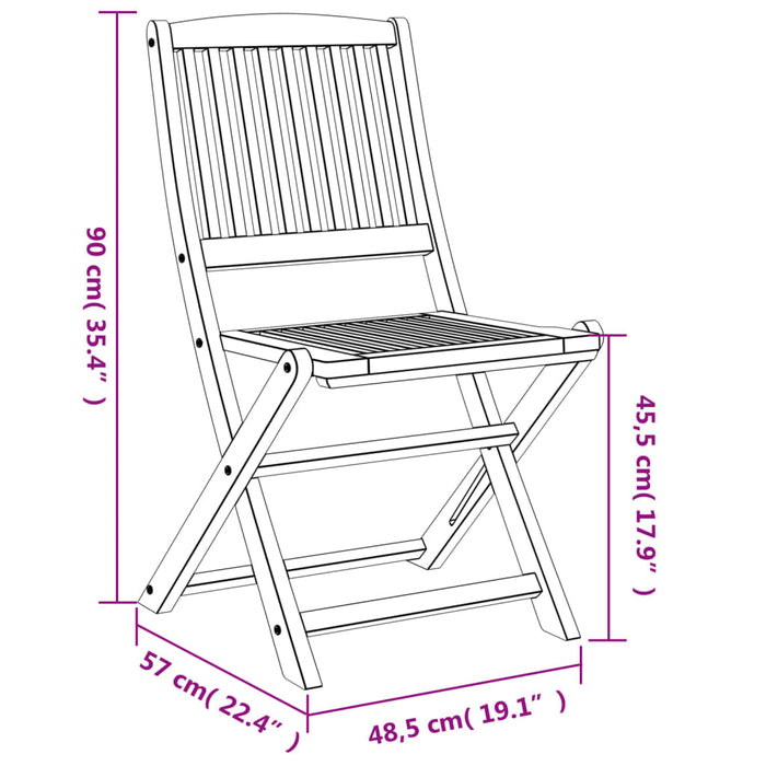 Sammenleggbare hagestoler 8 stk 48,5x57x90 cm heltre akasie