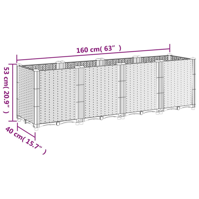 Plantekasse brun 160x40x53 cm PP