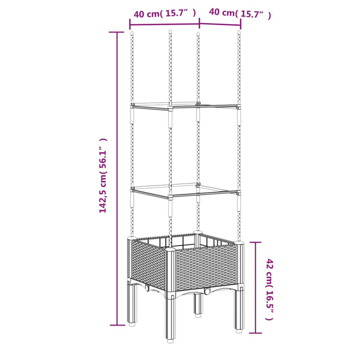 Plantekasse med espalier hvit 40x40x142,5 cm PP