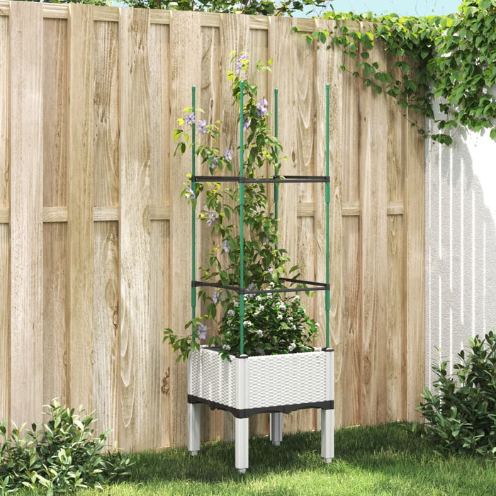 Plantekasse med espalier hvit 40x40x142,5 cm PP