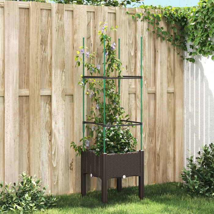 Plantekasse med espalier brun 40x40x142,5 cm PP