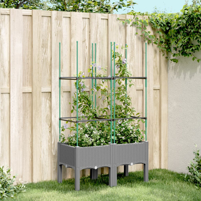 Plantekasse med espalier lysegrå 80x40x142,5 cm PP