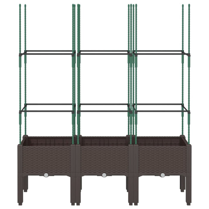 Plantekasse med espalier brun 120x40x142,5 cm PP