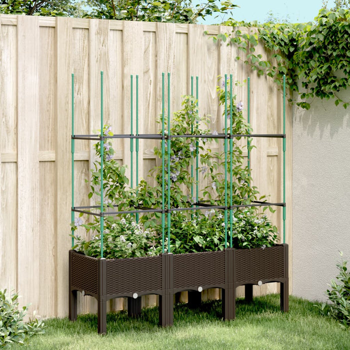 Plantekasse med espalier brun 120x40x142,5 cm PP