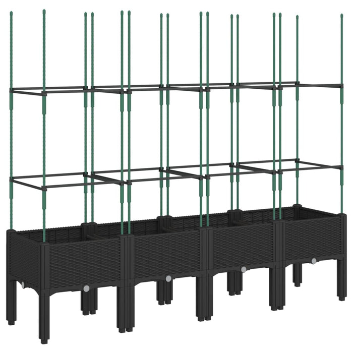 Plantekasse med espalier svart 160x40x142,5 cm PP