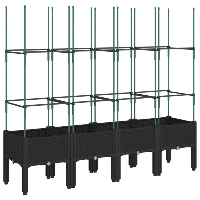 Plantekasse med espalier svart 160x40x142,5 cm PP