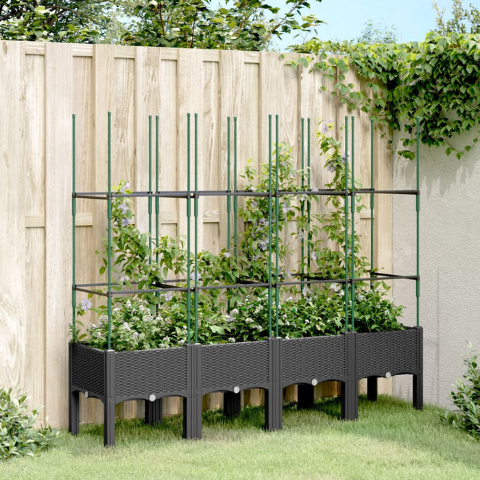 Plantekasse med espalier svart 160x40x142,5 cm PP