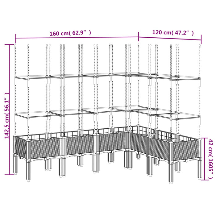 Plantekasse med espalier hvit 160x120x142,5 cm PP