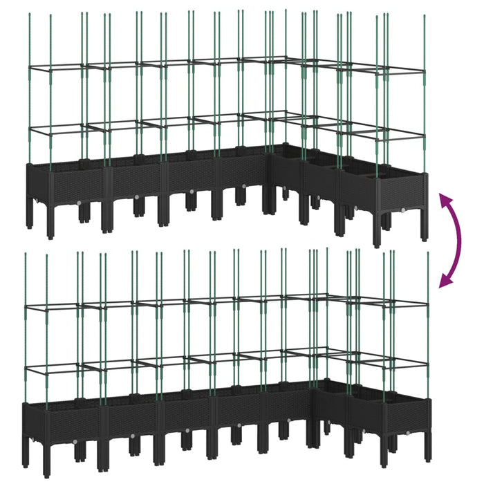 Plantekasse med espalier svart 200x160x142,5 cm PP