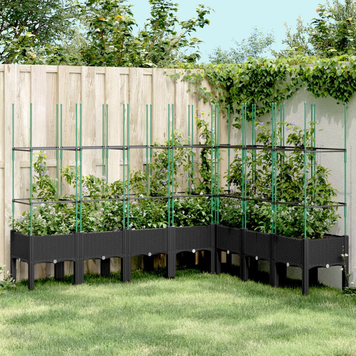 Plantekasse med espalier svart 200x160x142,5 cm PP