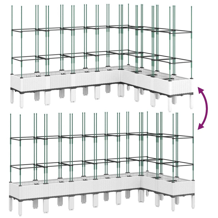 Plantekasse med espalier hvit 200x160x142,5 cm PP