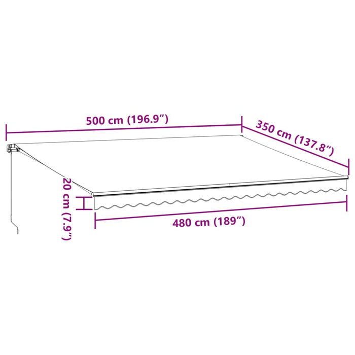 Manuell uttrekkbar markise burgunder 500x350 cm