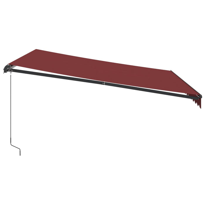 Manuell uttrekkbar markise med LED burgunder 400x350 cm